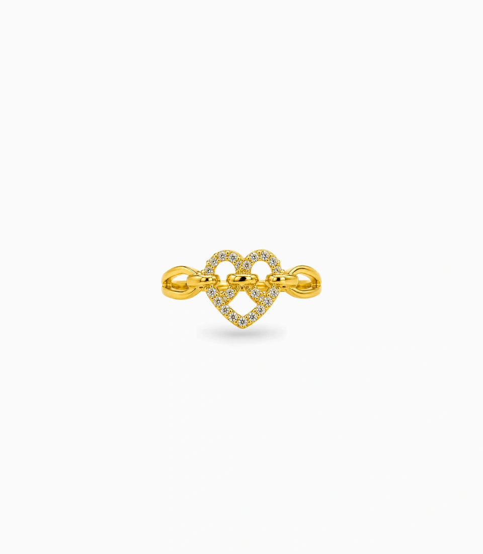 Gold Plated Party Heart Bow Finger Ring