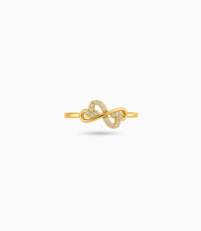 Gold Plated Party Dual Heart Finger Ring