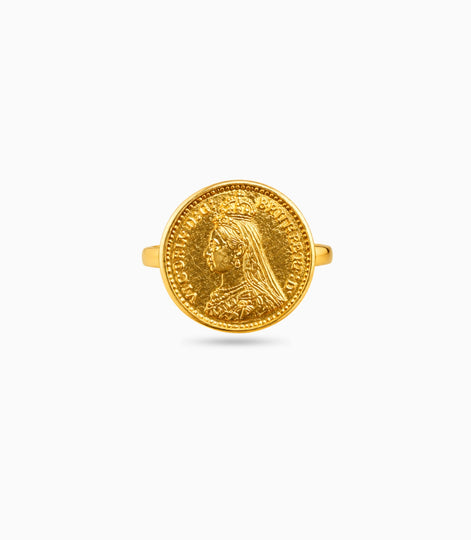 Gold Plated Festive Coin Motif Finger Ring