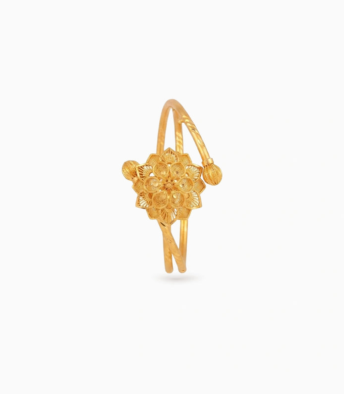 Gold Plated Floral Traditional Single Bangle