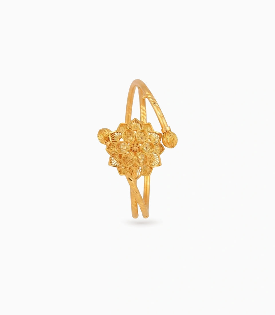 Gold Plated Floral Traditional Single Bangle