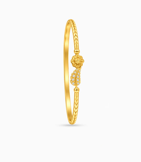 Gold Plated Elegant Bloom Single Bangle