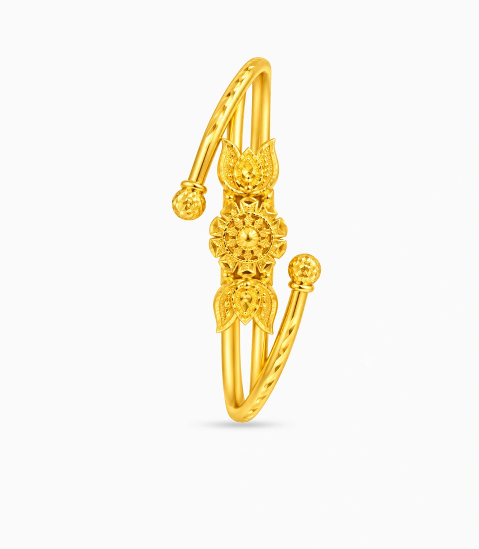 Gold Plated Classic Bloom Single Bangle
