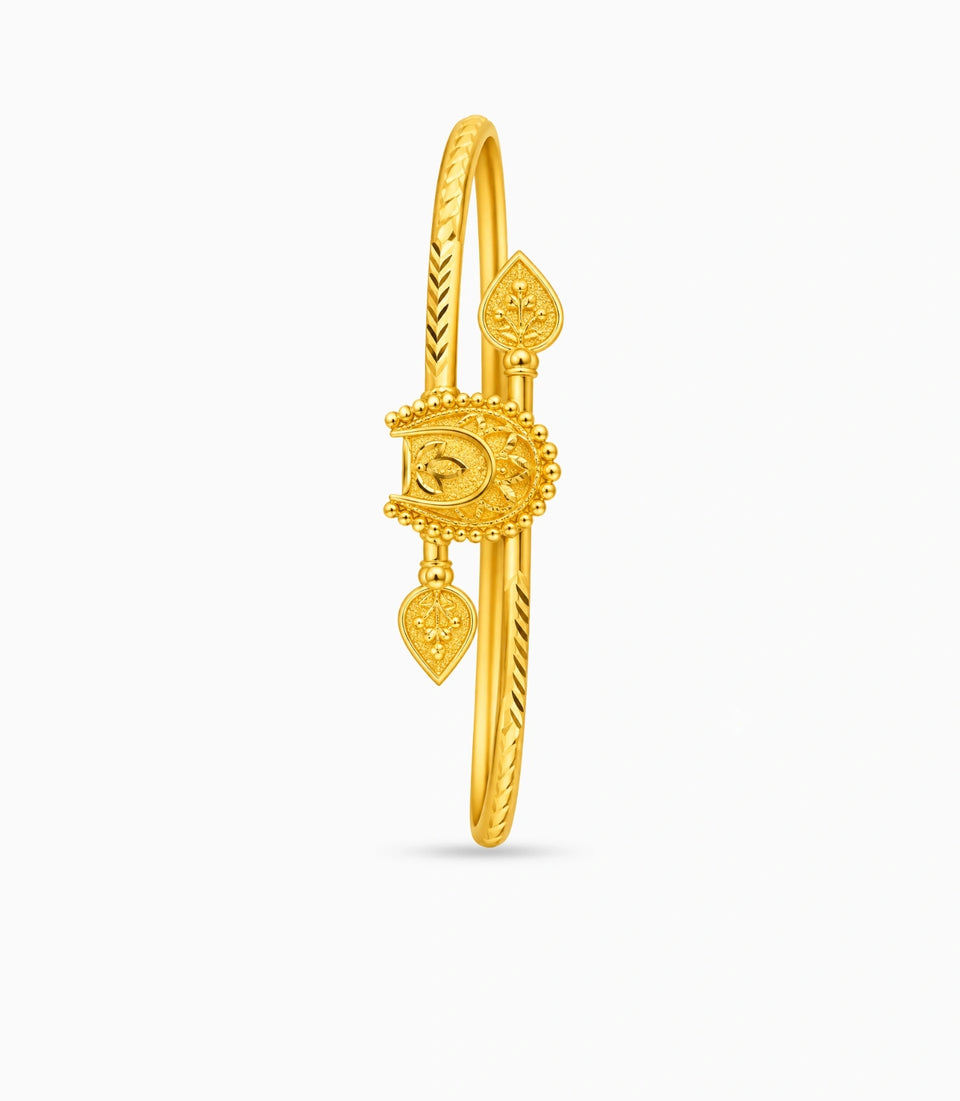 Gold Plated Designer Charm Single Bangle