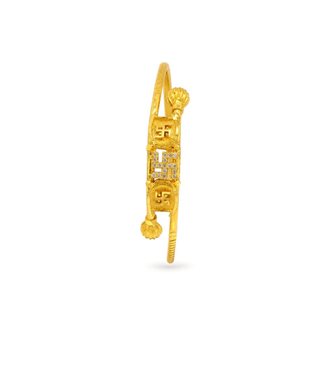 Gold Plated Swastik Single Bangle