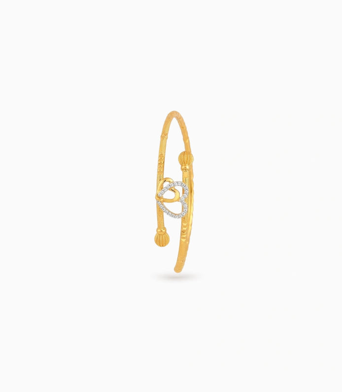 Gold Plated Ad Heart Inspired Single Bangle