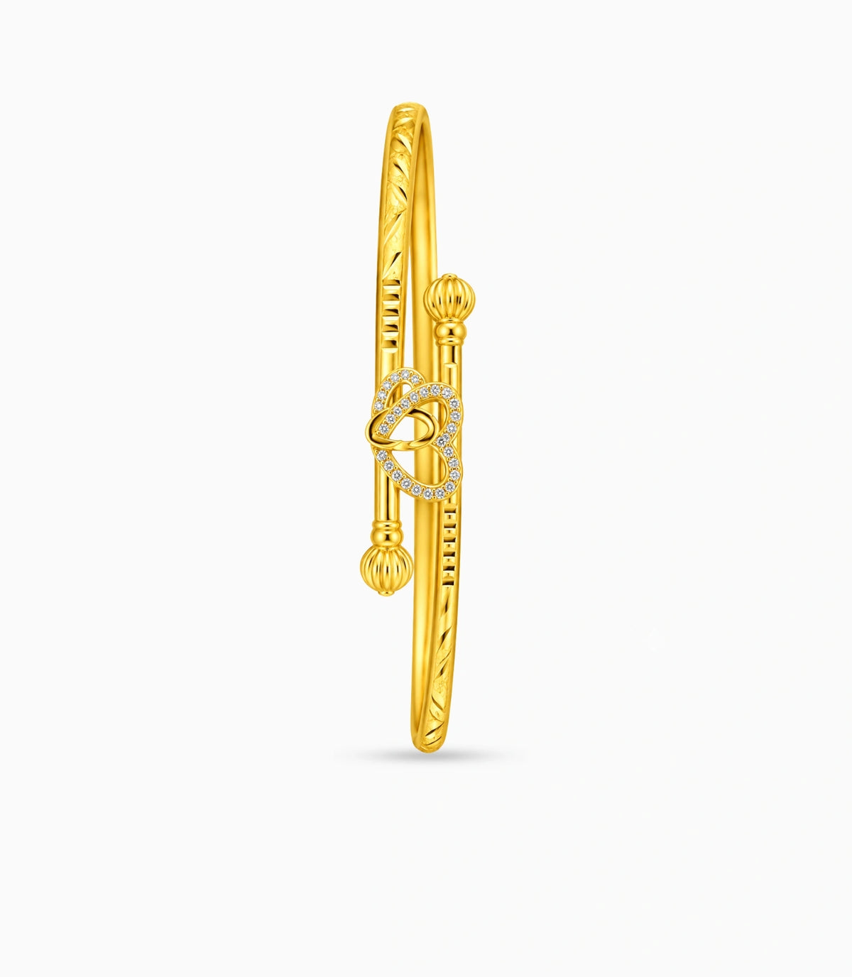 Gold Plated Ad Heart Inspired Single Bangle