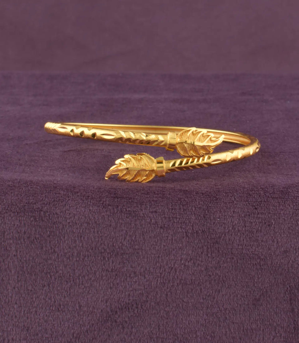 Gold Plated Delicate Leaf Single Bangle