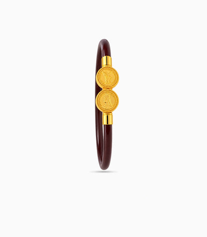 Gold Plated Maroon Coin Inspired Single Bangle