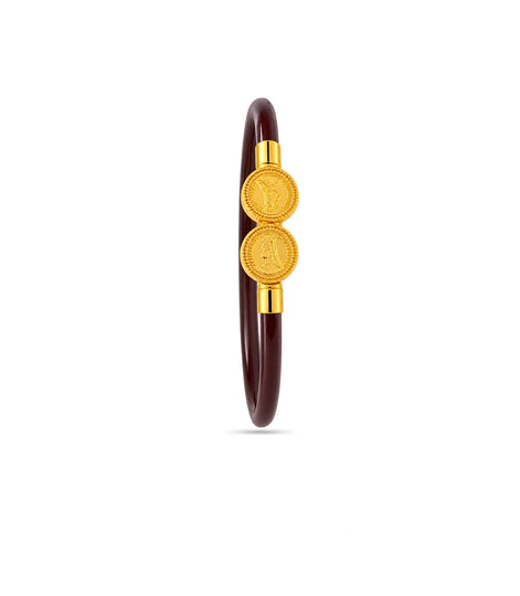 Gold Plated Maroon Coin Inspired Single Bangle