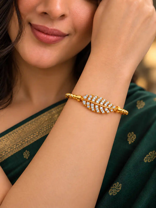 Gold Plated Textured Single Bangle
