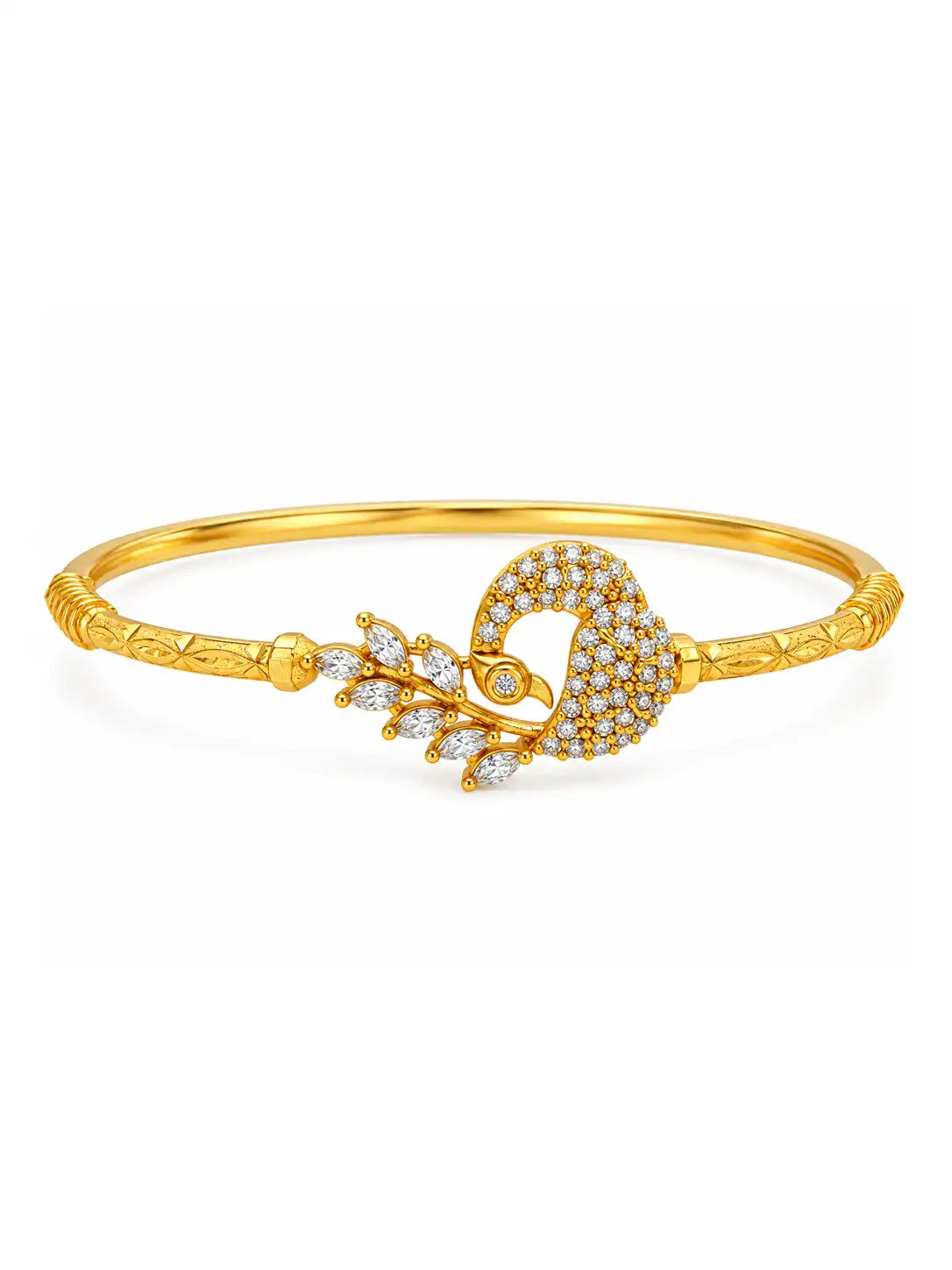 Gold Plated Classic Peacock AD Single Bangle