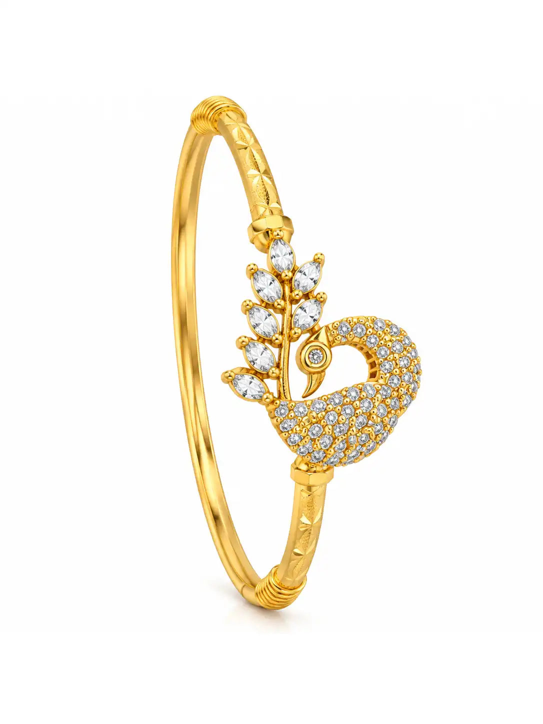 Gold Plated Classic Peacock AD Single Bangle