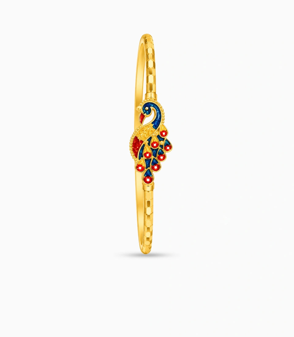 Gold Plated Meenakari Peacock Touch Single Bangle