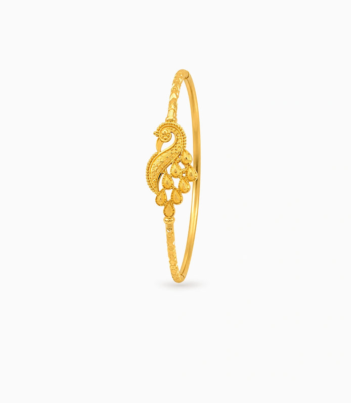 Gold Plated Peacock Touch Single Bangle