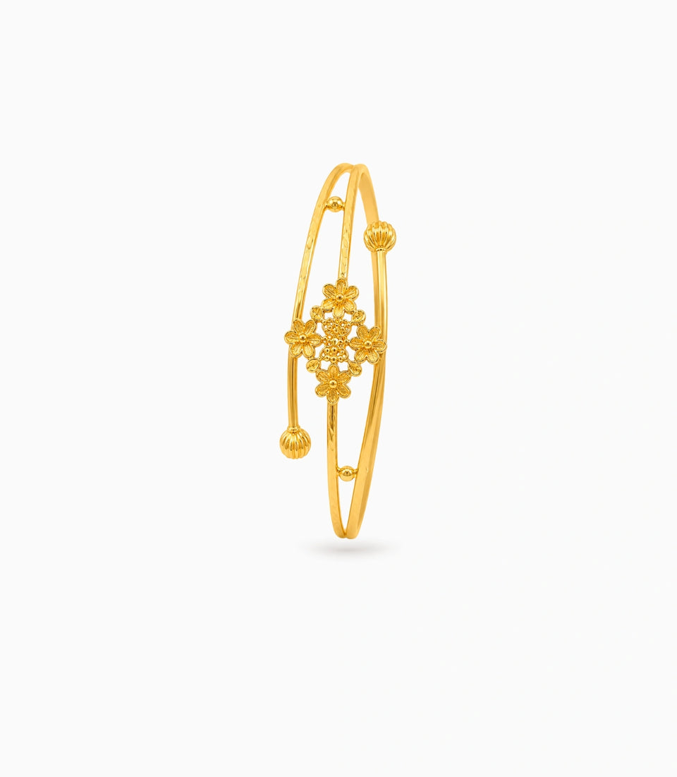 Gold Plated Floral Blossom Single Bangle