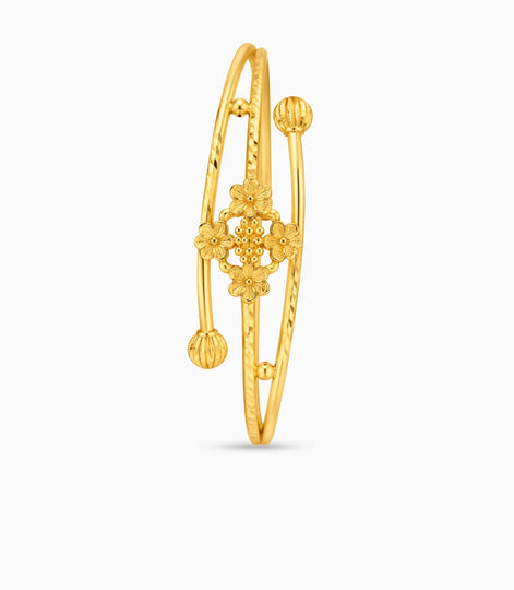 Gold Plated Floral Blossom Single Bangle