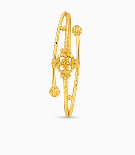 Gold Plated Floral Blossom Single Bangle