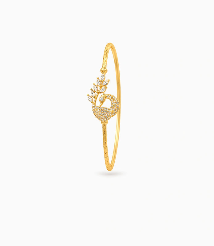 Gold Plated Classic Peacock AD Single Bangle