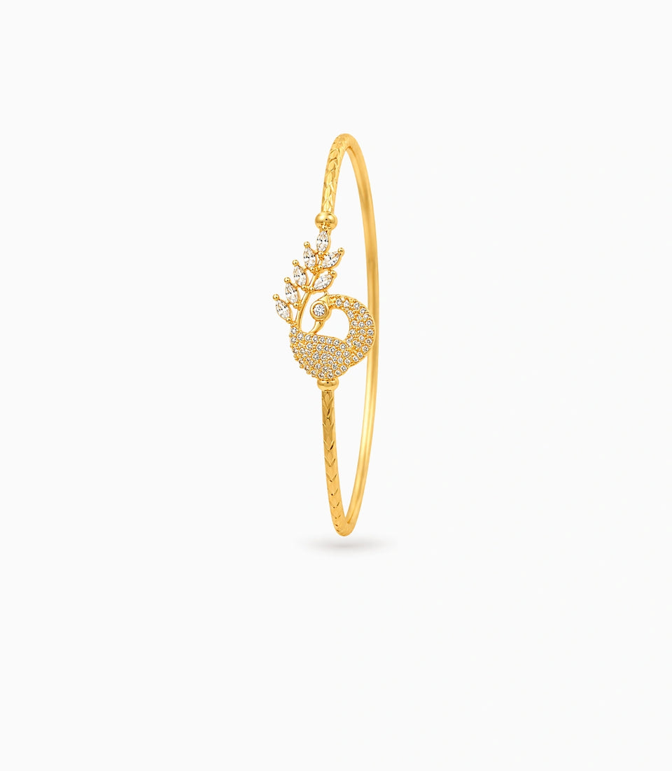 Gold Plated Classic Peacock AD Single Bangle