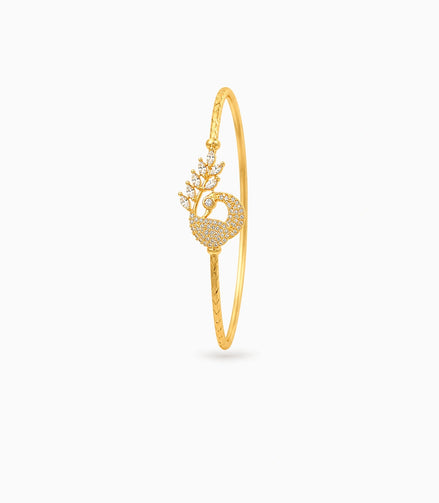 Gold Plated Classic Peacock AD Single Bangle