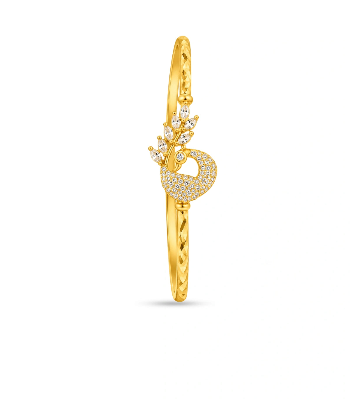 Gold Plated Classic Peacock AD Single Bangle