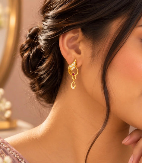 Gold Plated Precision AD Drop Earrings