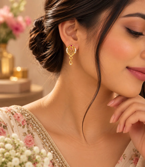 Gold Plated Micro AD Drop Earrings