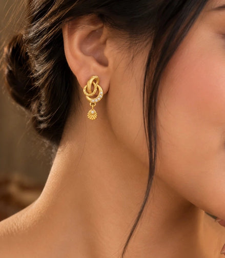Gold Plated Refined AD Drop Earrings