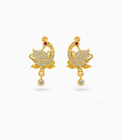 Gold Plated Floral AD Drop Earrings