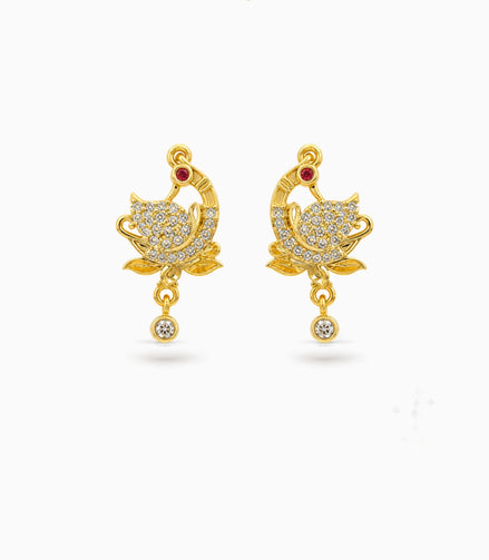 Gold Plated Floral AD Drop Earrings