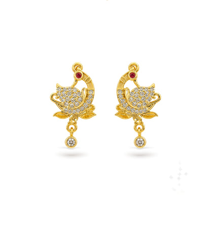 Gold Plated Floral AD Drop Earrings