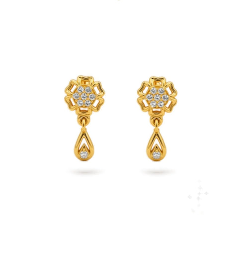 Gold Plated Glossy AD Drop Earrings
