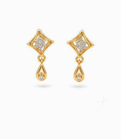 Gold Plated Crystal AD Drop Earrings