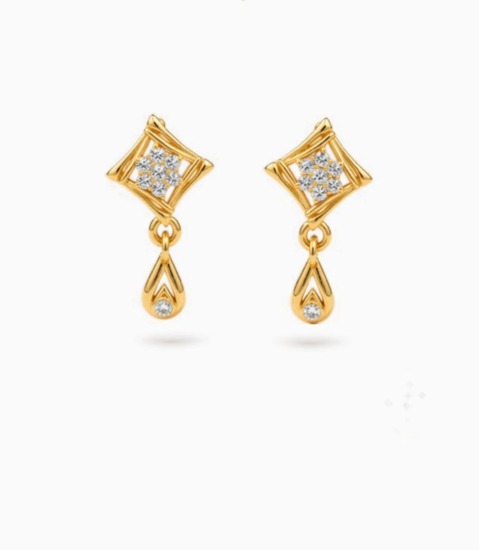 Gold Plated Crystal AD Drop Earrings