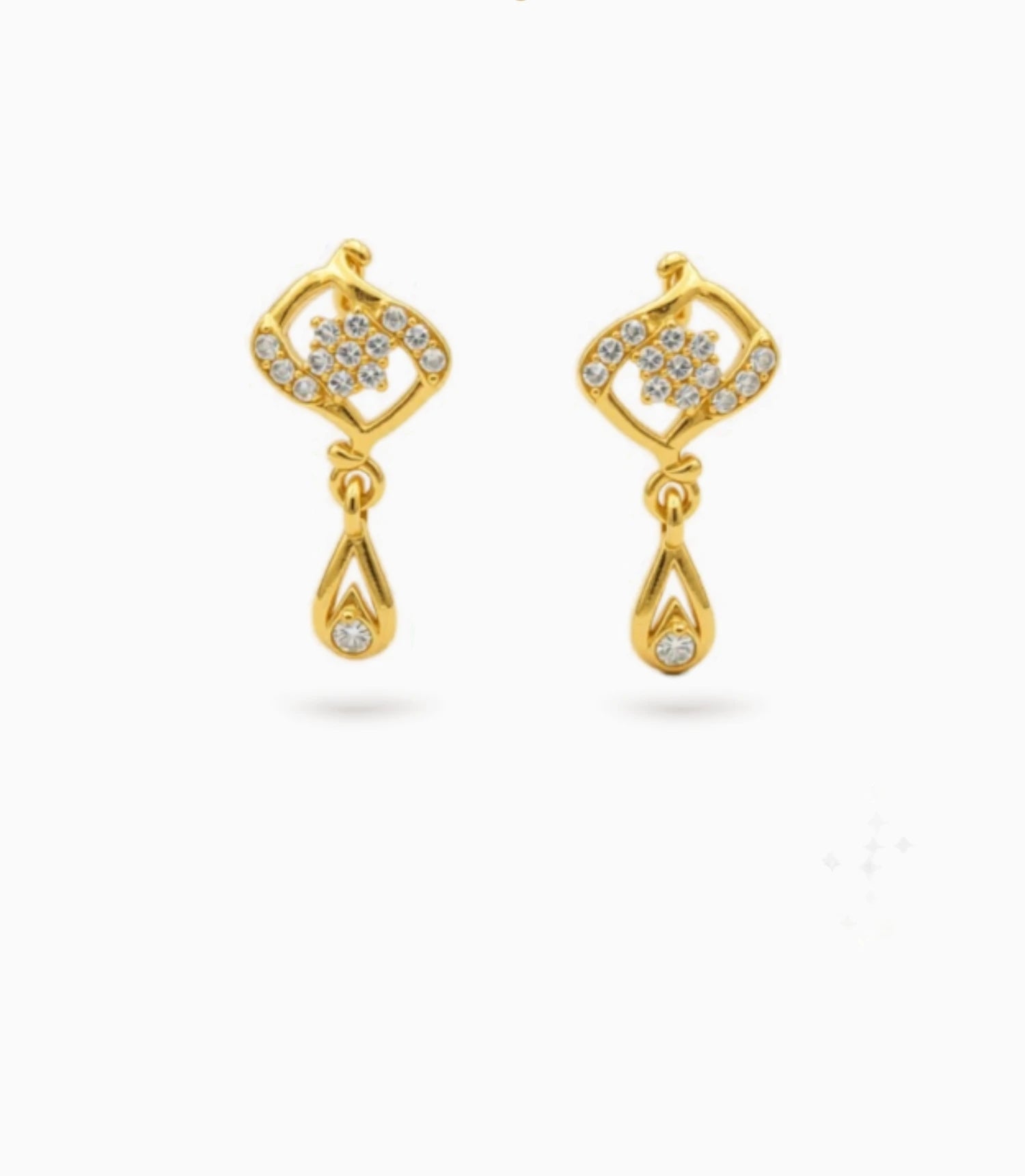Gold Plated Diamond-Look AD Drop Earrings