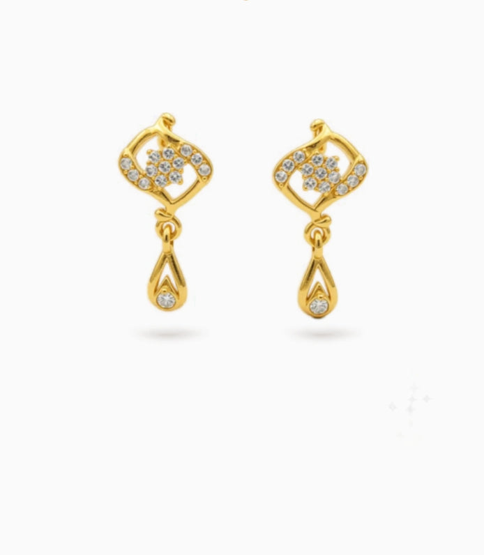 Gold Plated Diamond-Look AD Drop Earrings