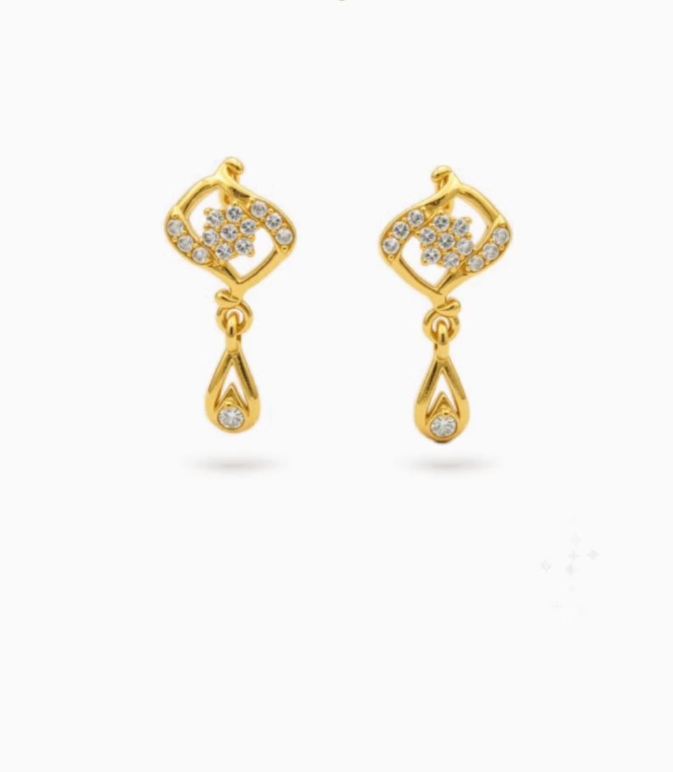 Gold Plated Diamond-Look AD Drop Earrings