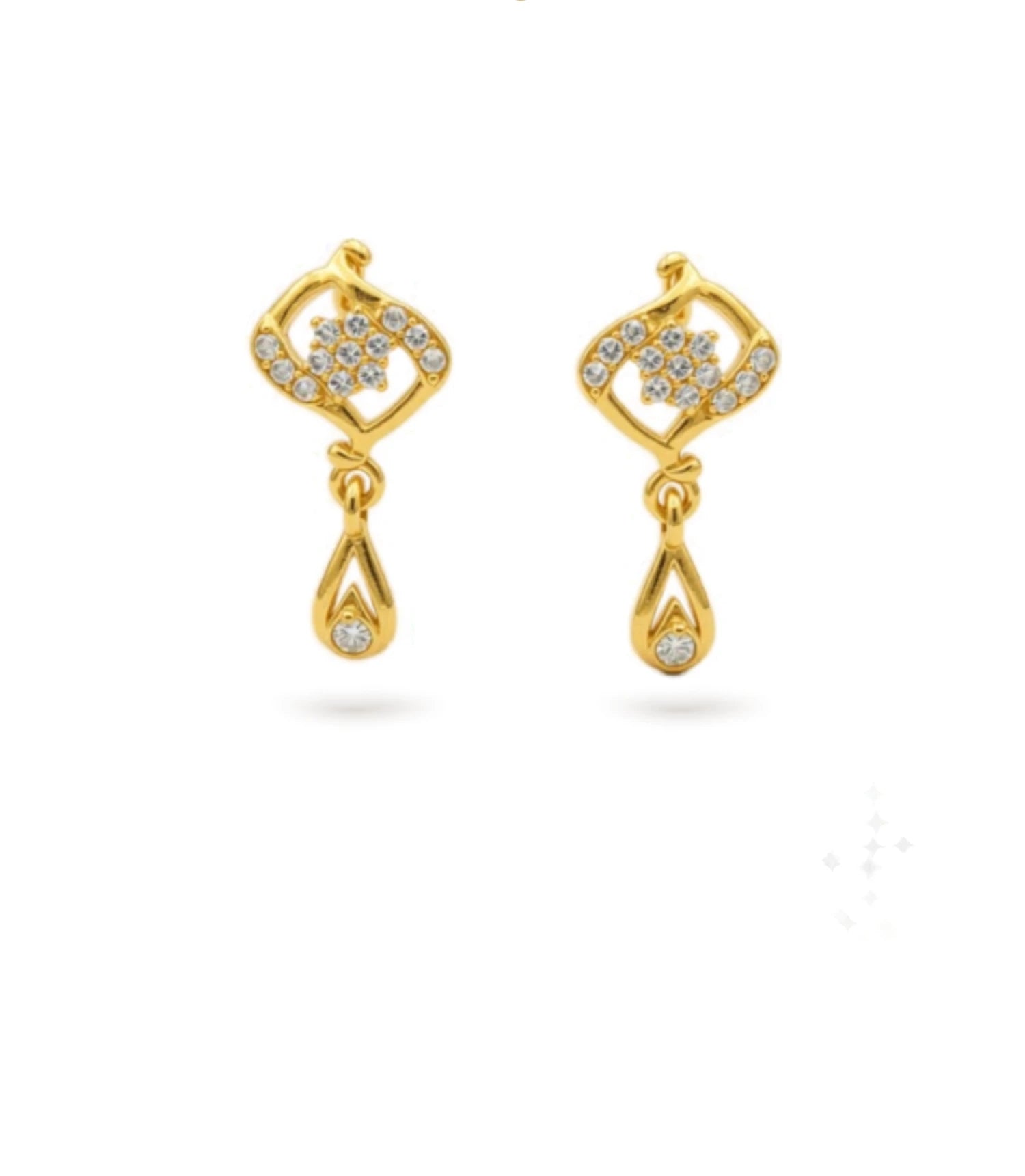 Gold Plated Diamond-Look AD Drop Earrings