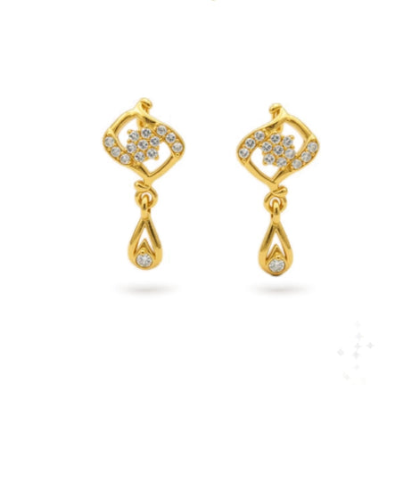 Gold Plated Diamond-Look AD Drop Earrings