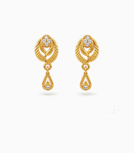 Gold Plated Light-Catching AD Drop Earrings