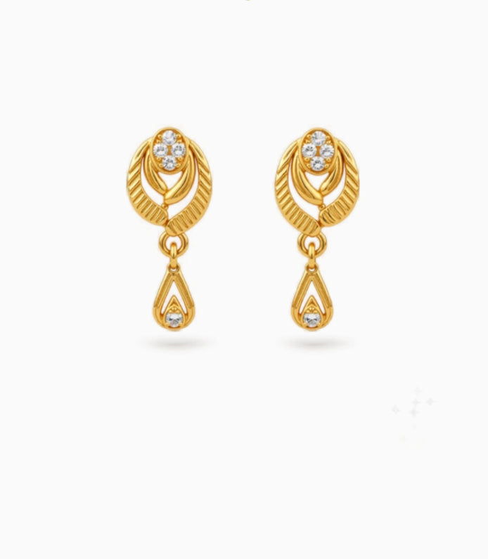 Gold Plated Light-Catching AD Drop Earrings