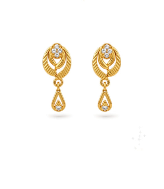 Gold Plated Light-Catching AD Drop Earrings