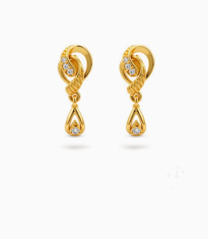 Gold Plated Bright AD Drop Earrings