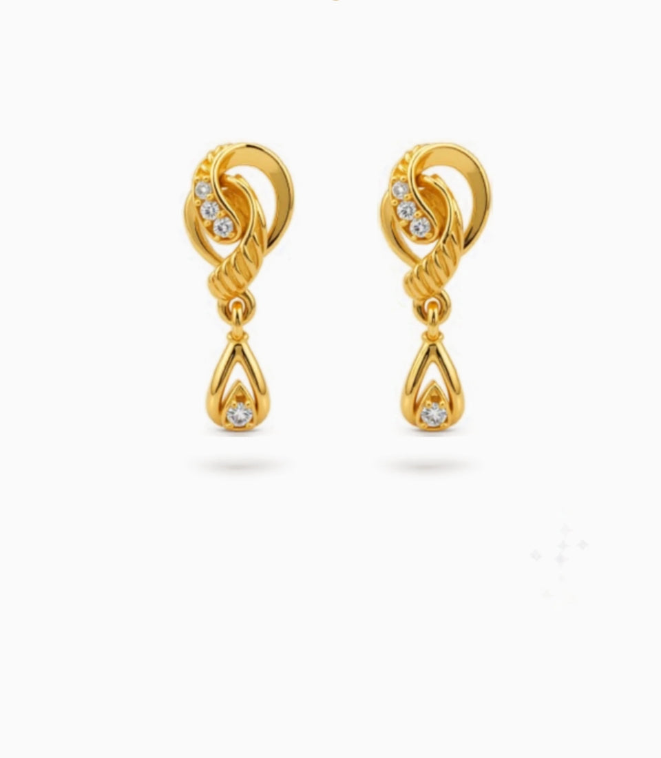 Gold Plated Bright AD Drop Earrings