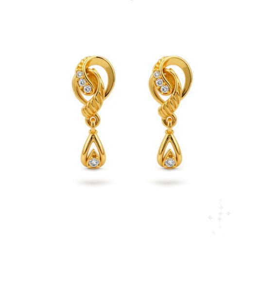 Gold Plated Bright AD Drop Earrings