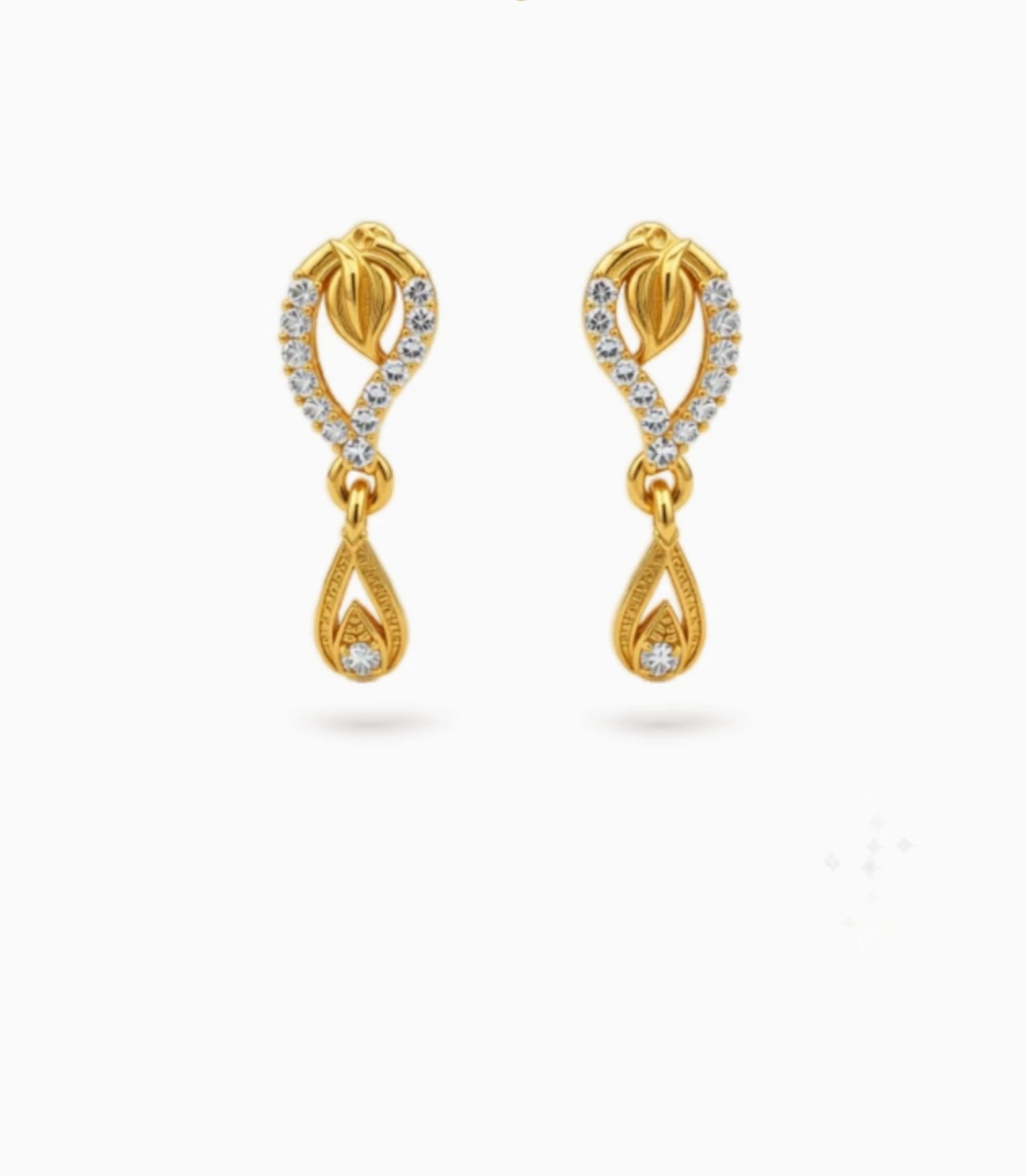 Gold Plated Lustrous AD Drop Earrings