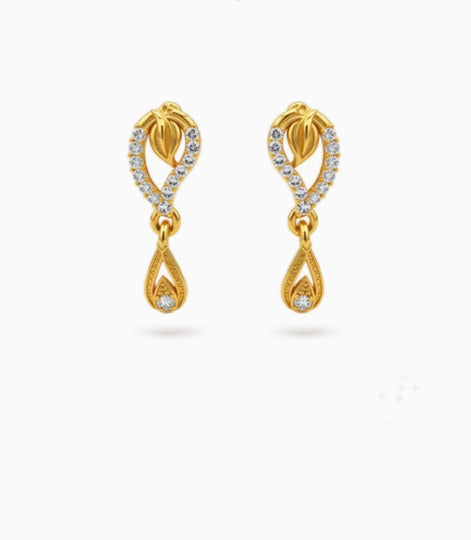 Gold Plated Lustrous AD Drop Earrings