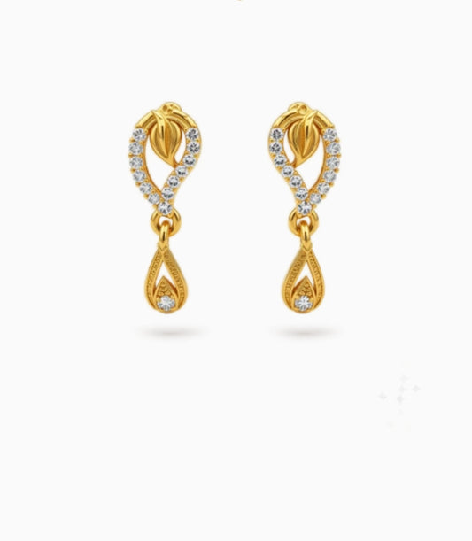 Gold Plated Lustrous AD Drop Earrings