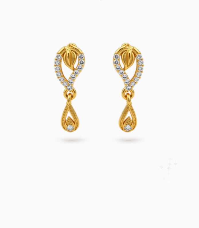 Gold Plated Lustrous AD Drop Earrings